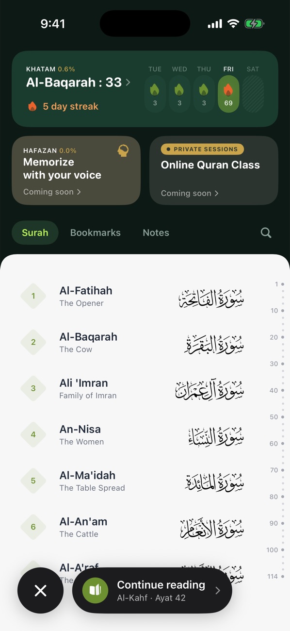 TaubatApp Quran tab
